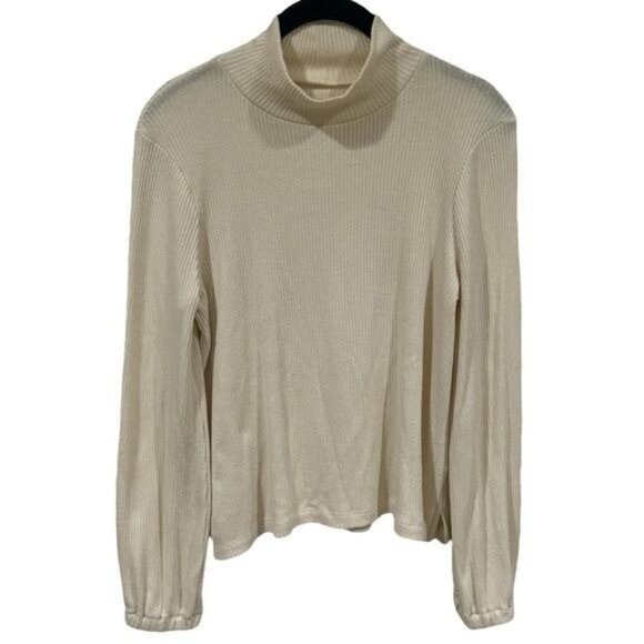 Madewell Ivory Ribbed Cowl Neck Lightweight Long Capsule Holiday Cabincore S - Picture 2 of 10